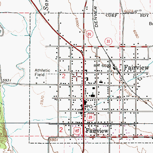 Topographic Map of Fairview Ambulance Association, UT