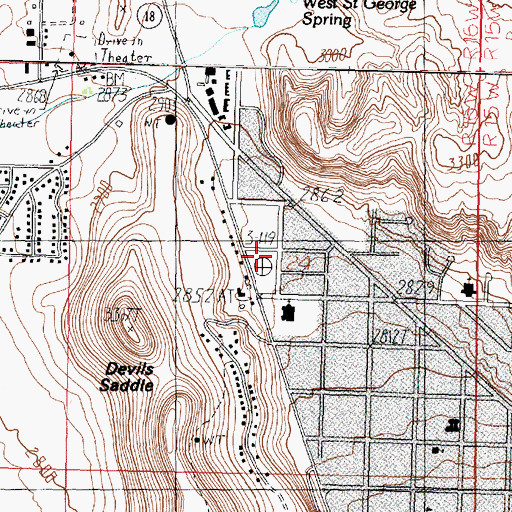 Topographic Map of Dixie Ambulance Service, UT
