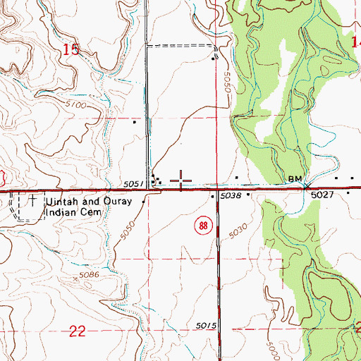 Topographic Map of Ute Tribe Ambulance Service, UT