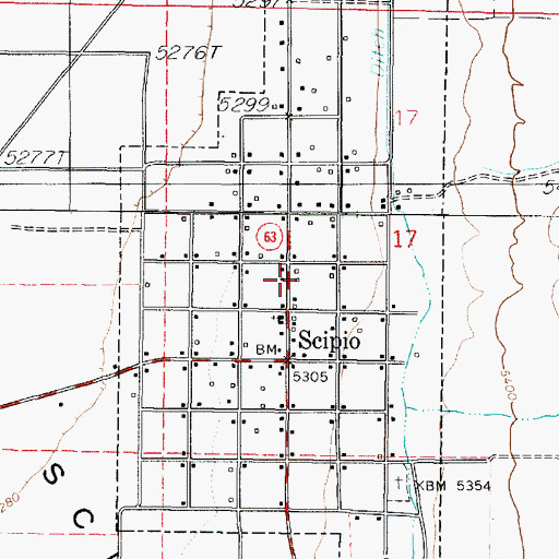 Topographic Map of Scipio Ambulance Service, UT