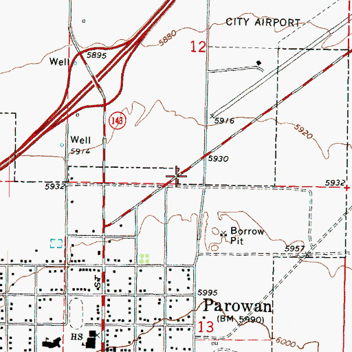 Topographic Map of Iron County Ambulance - Parowan, UT