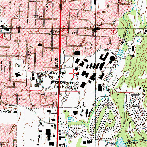 Topographic Map of Weber State University Emergency Care and Rescue Department, UT