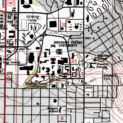 Topographic Map of Brigham Young University Emergency Medical Services, UT