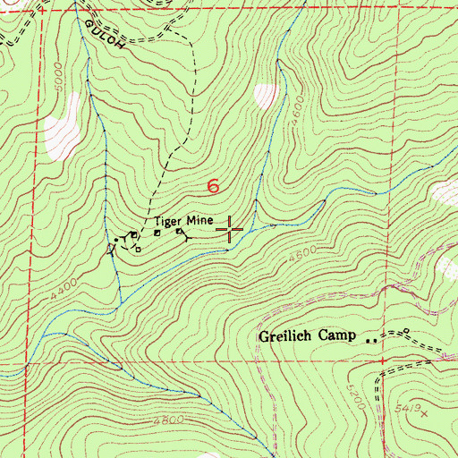 Topographic Map of Cat Creek, CA