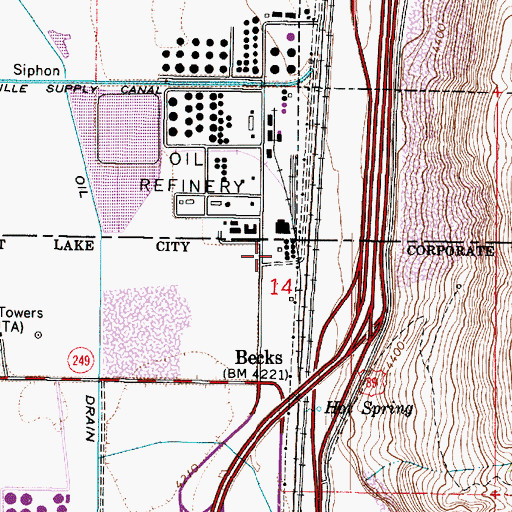 Topographic Map of Chevron Salt Lake Refinery Emergency Medical Services, UT