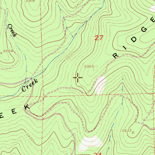 Topographic Map of Cat Creek Ridge, CA