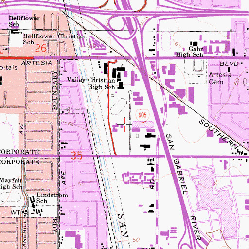 Topographic Map of American Medical Response Cerritos, CA
