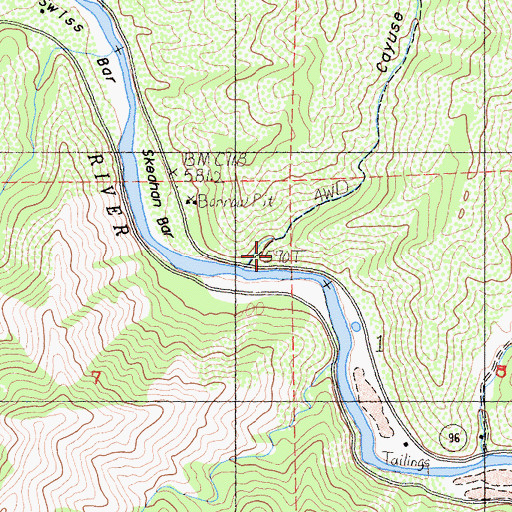 Topographic Map of Cayuse Gulch, CA