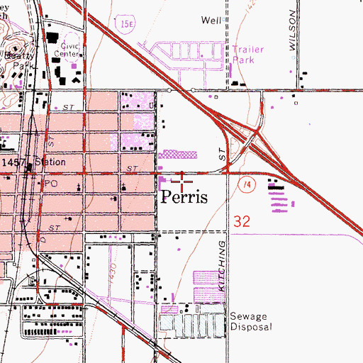 Topographic Map of American Medical Response Perris, CA