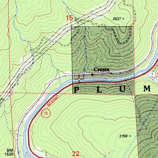 Topographic Map of Cedar Creek, CA