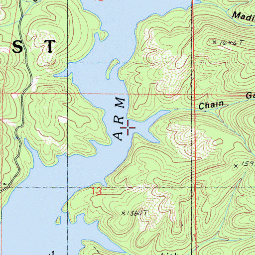 Topographic Map of Chain Gang Gulch, CA