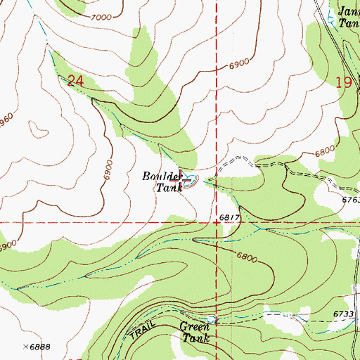 Topographic Map of Boulder Tank, AZ