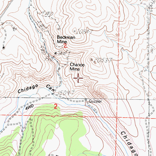 Topographic Map of Chance Mine, CA
