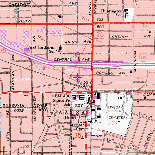 Topographic Map of Medic 1 Ambulance Service Headquarters, CA
