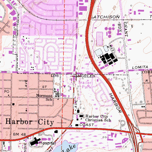 Topographic Map of Americare Ambulance Service Station 1 Headquarters, CA