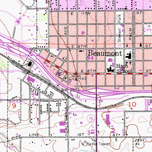Topographic Map of American Medical Response Beaumont, CA
