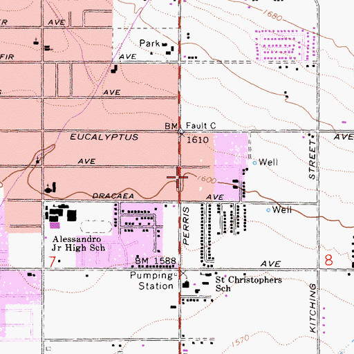 Topographic Map of American Medical Response Moreno Valley, CA
