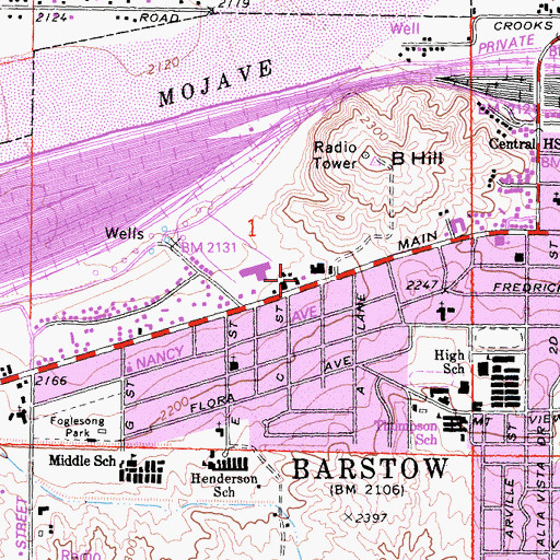 Topographic Map of Desert Ambulance, CA