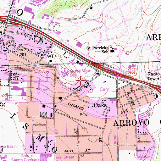 Topographic Map of San Luis Ambulance Service Arroyo Grande, CA