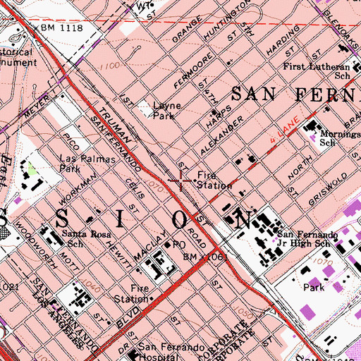 Topographic Map of Mauran Ambulance Service, CA