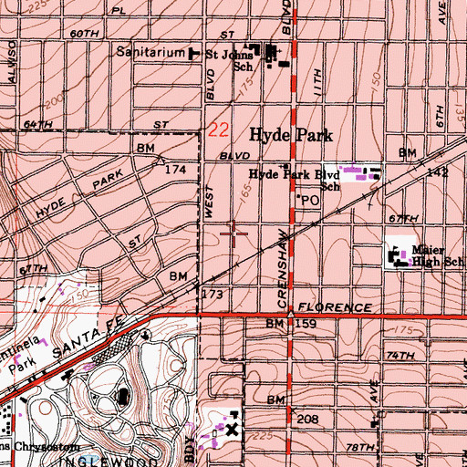 Topographic Map of West Coast Ambulance Service, CA