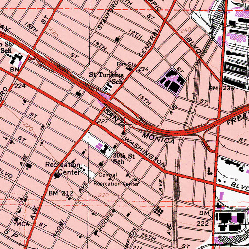 Topographic Map of Procare Ambulance Service, CA