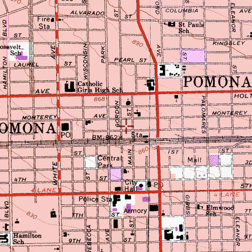 Topographic Map of Schaefer Ambulance Service, CA