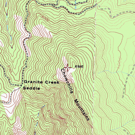 Topographic Map of Chowchilla Mountain, CA
