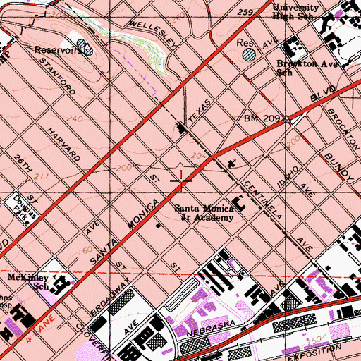 Topographic Map of Schaefer Ambulance Service, CA