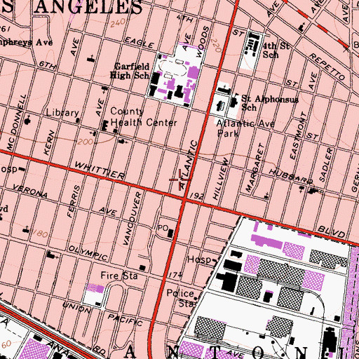 Topographic Map of Schaefer Ambulance Service, CA
