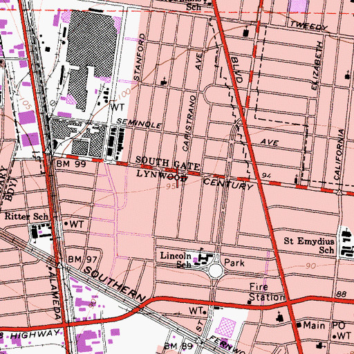 Topographic Map of Schaefer Ambulance Service, CA