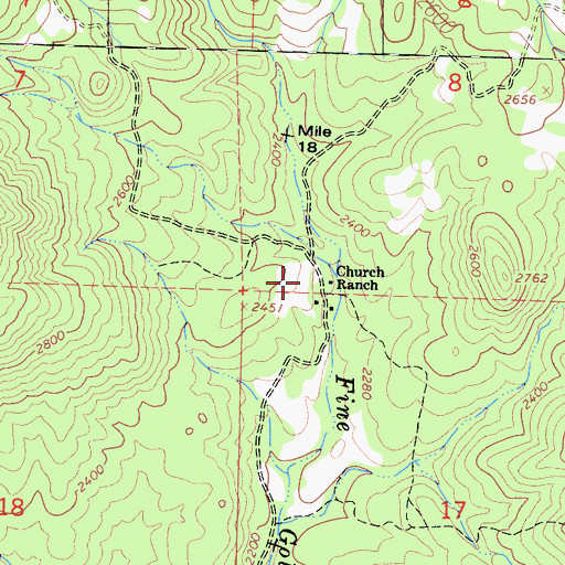 Topographic Map of Church Ranch, CA