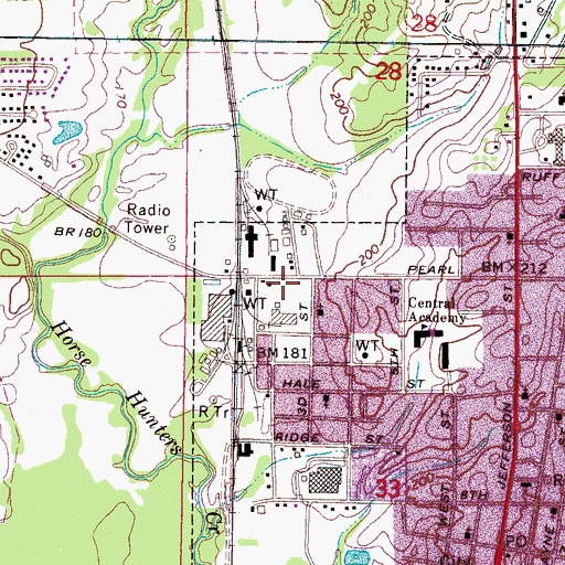 Topographic Map of Macon Fire Department, MS