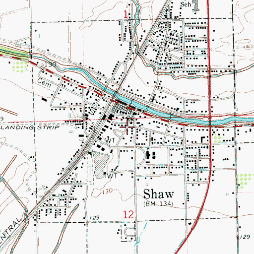Topographic Map of Bolivar County Volunteer Fire Department District 5 Station 1 Shaw, MS