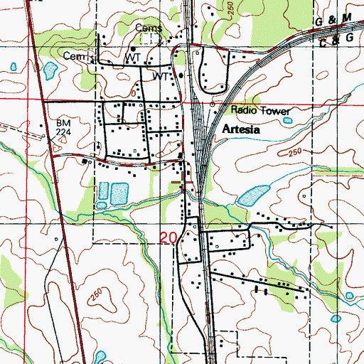 Topographic Map of Lowndes County District 5 Volunteer Fire and Rescue Department Artesia Station, MS