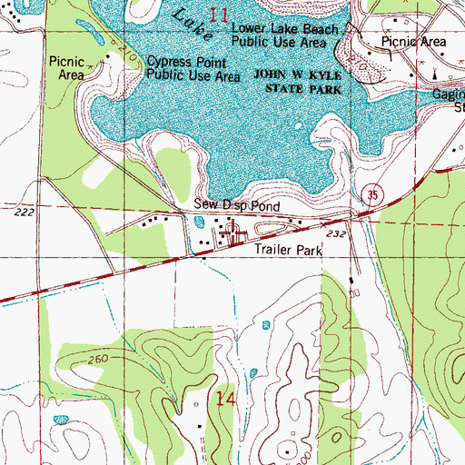 Topographic Map of Sardis Lower Lake Fire Department, MS