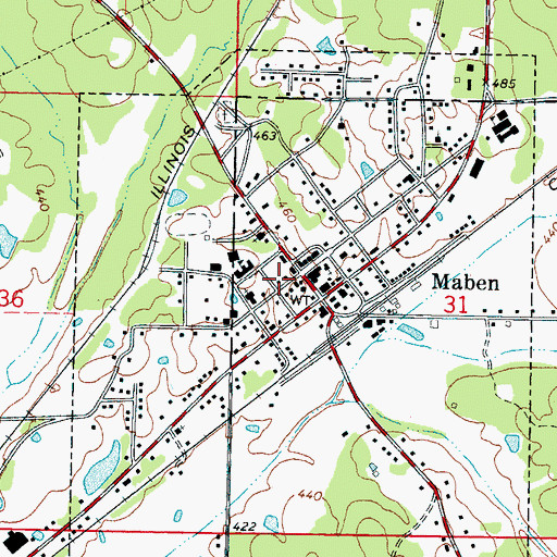 Topographic Map of Maben Volunteer Fire Department, MS