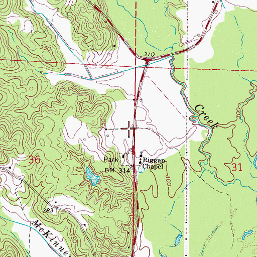 Topographic Map of Splunge Volunteer Fire Department, MS