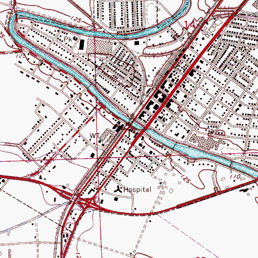 Topographic Map of Leland Volunteer Fire Department Station 1, MS