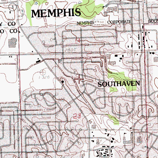 Topographic Map of Southaven Ambulance Service, MS