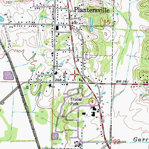 Topographic Map of Plantersville Volunteer Fire and Rescue, MS