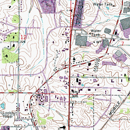 Topographic Map of Tupelo Fire Department Station 5, MS