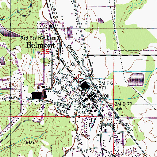 Topographic Map of Belmont Fire Department, MS