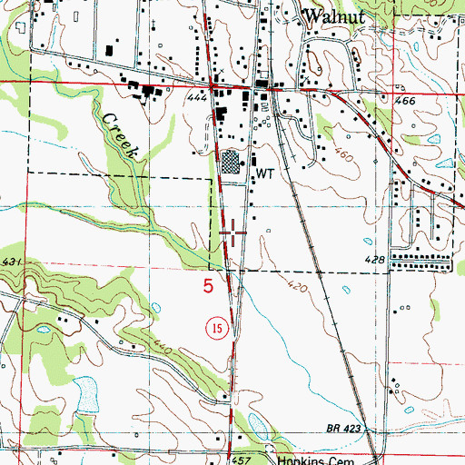 Topographic Map of Walnut Fire and Rescue, MS