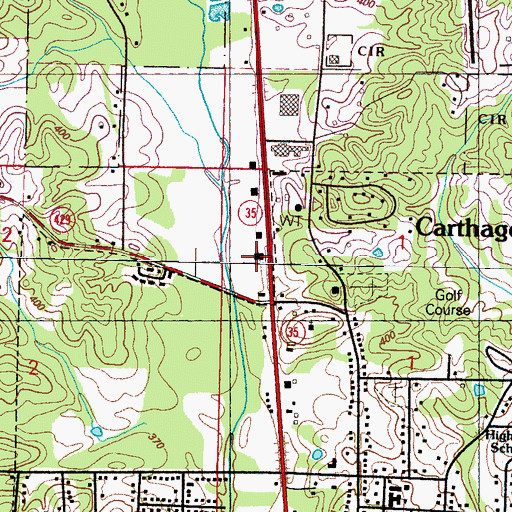 Topographic Map of Carthage Fire Depaerment, MS