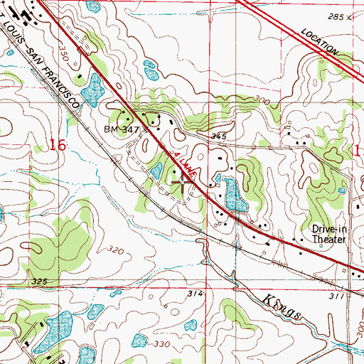 Topographic Map of Tupelo Fire Department Station 7, MS