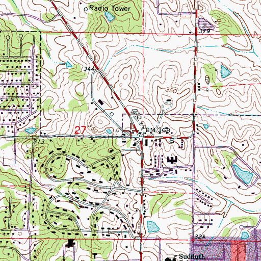 Topographic Map of Starkville Fire Department Station 3, MS