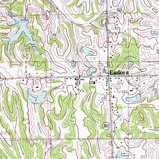 Topographic Map of Eudora Volunteer Fire Department, MS