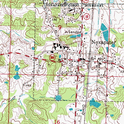 Topographic Map of Noxapater Volunteer Fire Department, MS