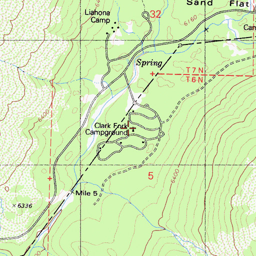 Topographic Map of Clark Fork Campground, CA